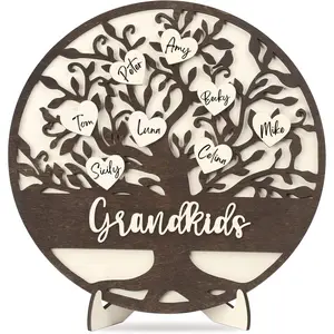 Mothers Day Gifts for Grandma from Grandkids, Personalized Birthday Gifts for Grandma, 3D Family Name Tree with 20 Heart Tags, Custom Birthday Gift for Grandparents Granny, Abuela Gift
