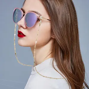 Fashion Cross Star Pendant Sunglasses Chains Round Beaded Eyeglass Chain Face-Mask Holder Glasses Mask Lanyard Women Jewelry