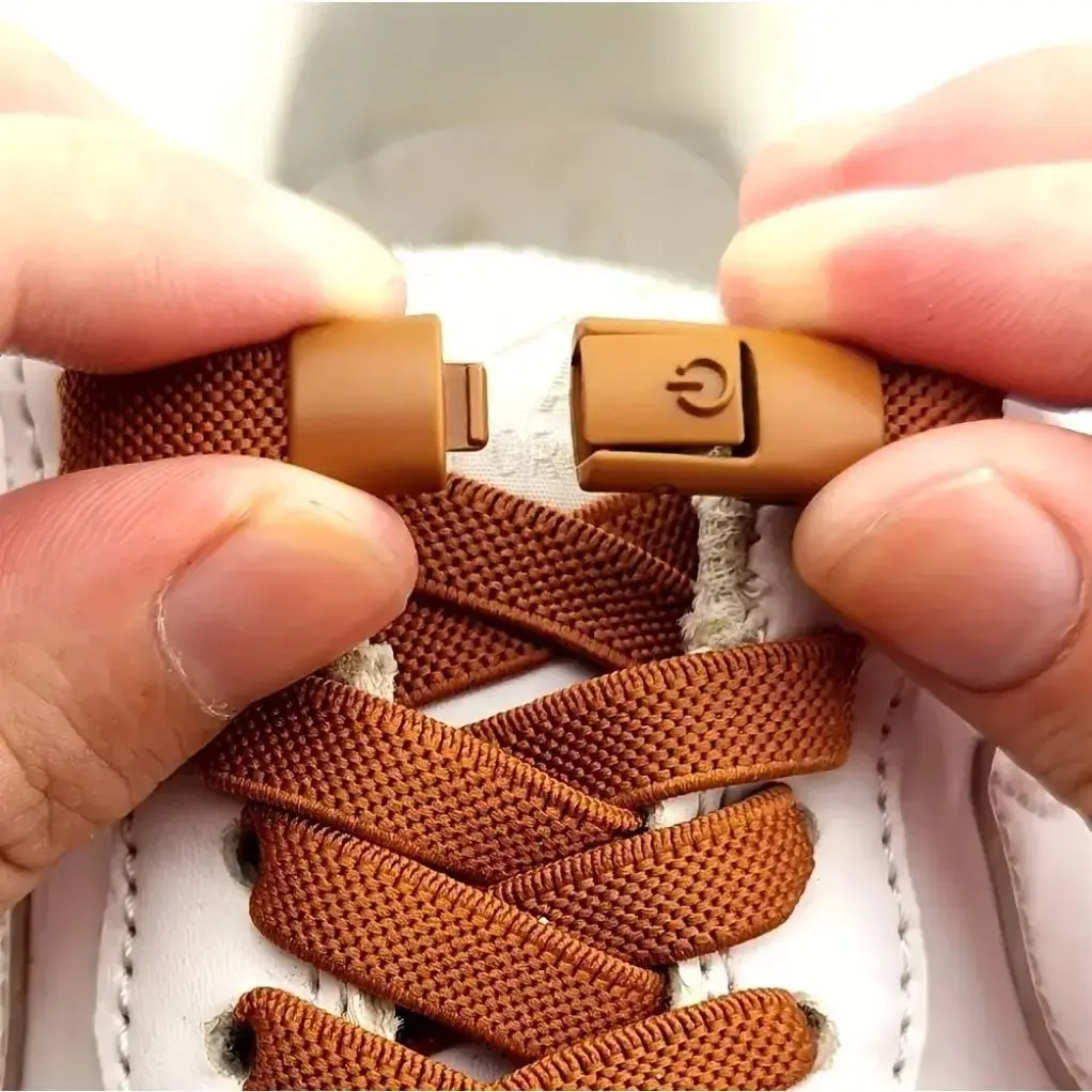 No-Tie Flat Elastic Shoelaces with Metal Lock, Adjustable 1 Size Fits All Shoe Accessories for Men and Women, One Size
