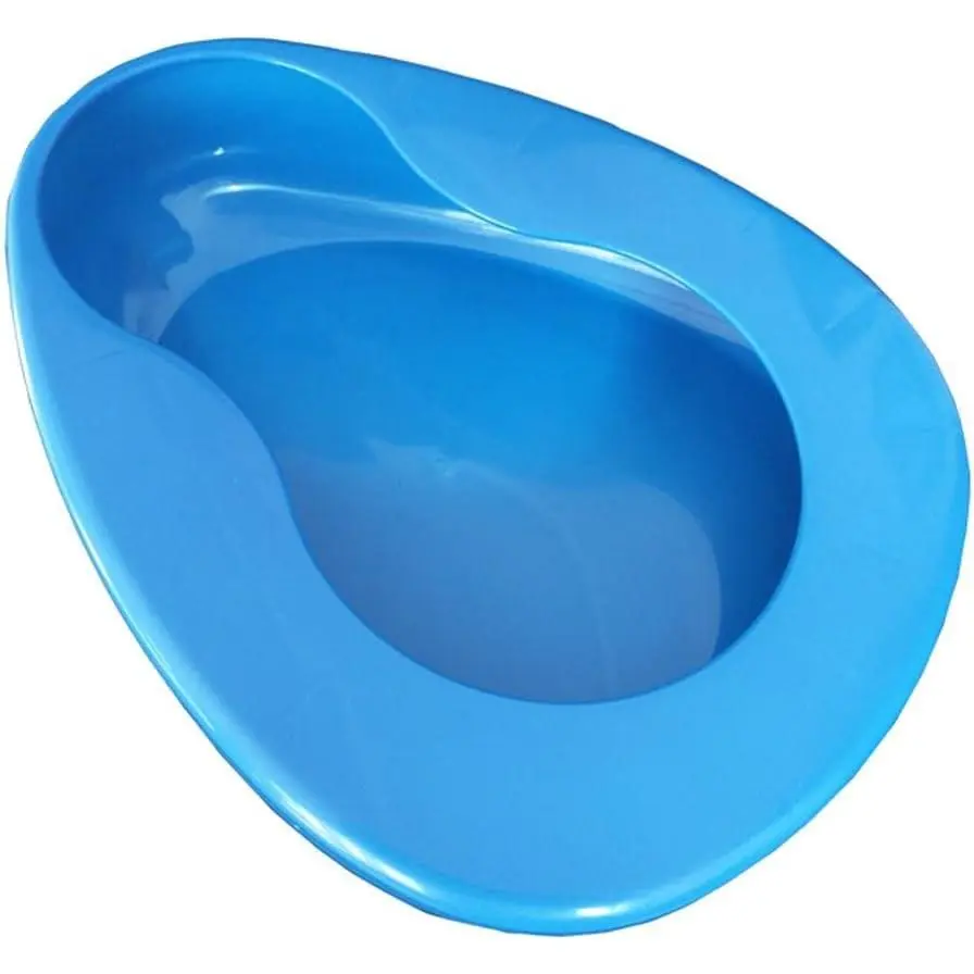 Thick Stable PP Heavy Duty Smooth Contoured Bedpan for Bed-Bound Patient (Blue)
