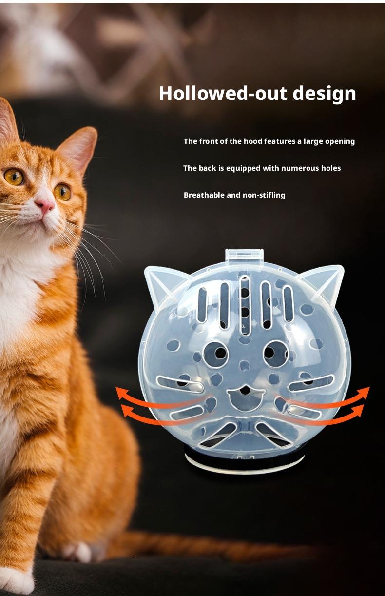 PetBoba Anti-scratch and bite cat head cover, protective paw covers, anti-licking and anti-biting, anti-fighting, bathing and nail trimming, anti-biting transparent head cover