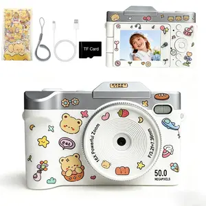 Digital Camera, Vlogging Camera with 180° Flip Screen, 50mp, 16x Digital Zoom, Auto Focus, Multiple Filters, Compact with TF Card, Ideal for Beginners
