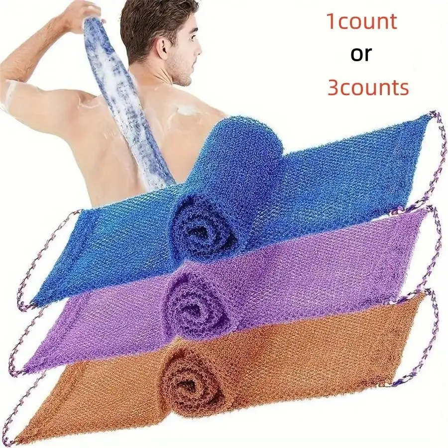 African Exfoliating Mesh Sponge, 3 Pcs/set Body Scrubber for Smooth Skin, Long Bath & Back Scrubbing Cloth, Ideal for Home, Salon, Hotel, Gift