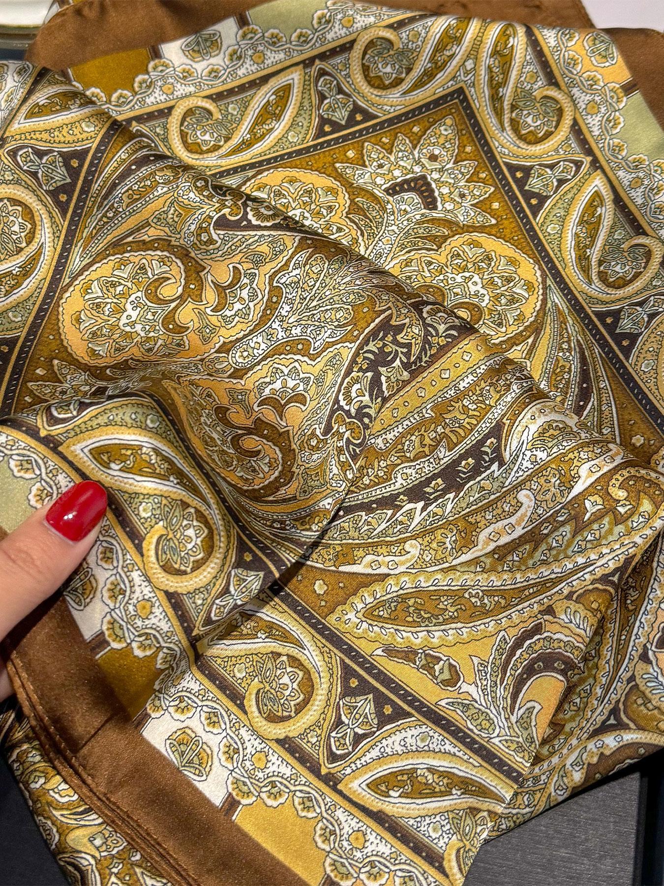 Women's Vintage Paisley Print Square Scarf, Boho Style Hair Scarf for Women & Girls, Fashion Accessories for Daily Wear, Trendy All-match & Exquisite Scarf for Birthday Gift