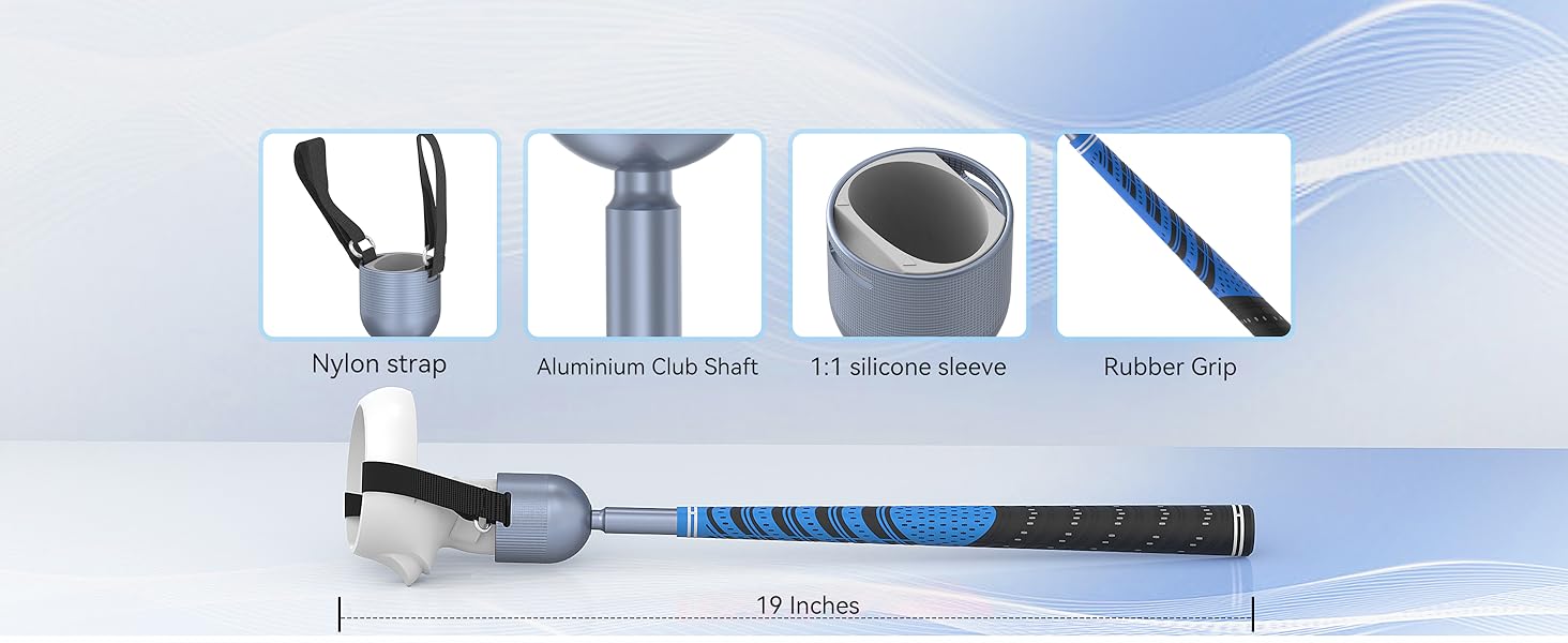 VR Golf Club Handle for Oculus 2, Aluminum Golf Club Attachment Compatible with Oculus Meta 2, with 1: 1 Sleeve and Realistic Rubber, Non-Weighted