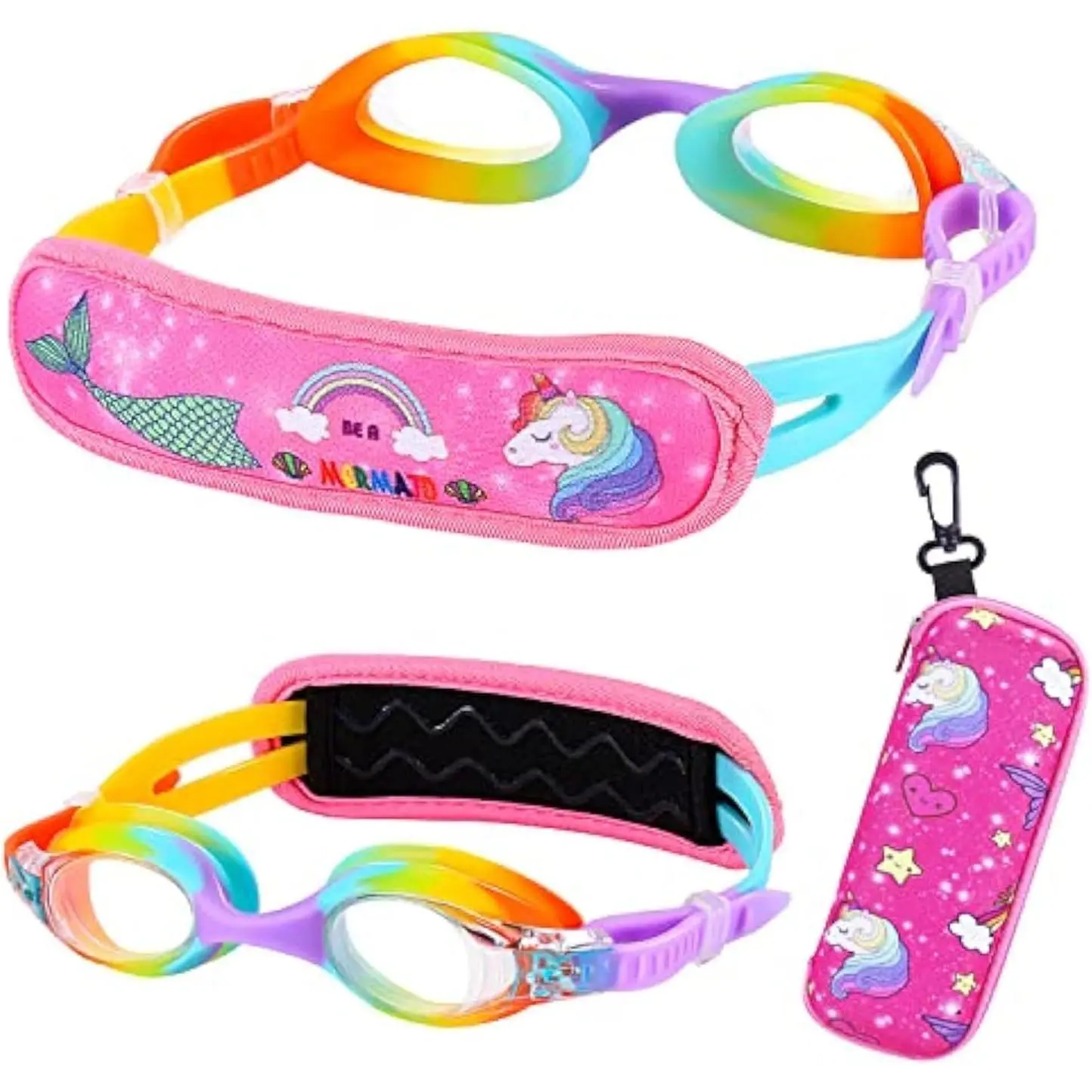 sportsKids Swim Goggles Age 2-6, Toddler Goggles No Hair Pull,Child Goggles Padded HeadBand