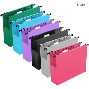 6/12pcs Large Capacity Plastic Hanging File Folders, File Storage Folder, Reinforced Expanding Hang Folder Letter Size, Accordian Pocket, Heavy Duty 2 Inch Expansion, Hanging Folder Organizer for Office and Home