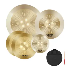 VEVOR Cymbal Pack, 4 Pieces Cymbals for Drum Set, Alloy Cymbals Drum Set Includes 14-inch Hi-Hats, 16-inch Crash, 20-inch Ride, 10-inch Splash, Drumsticks & Cymbal Bag, Alloy Cymbal Pack for Drummer