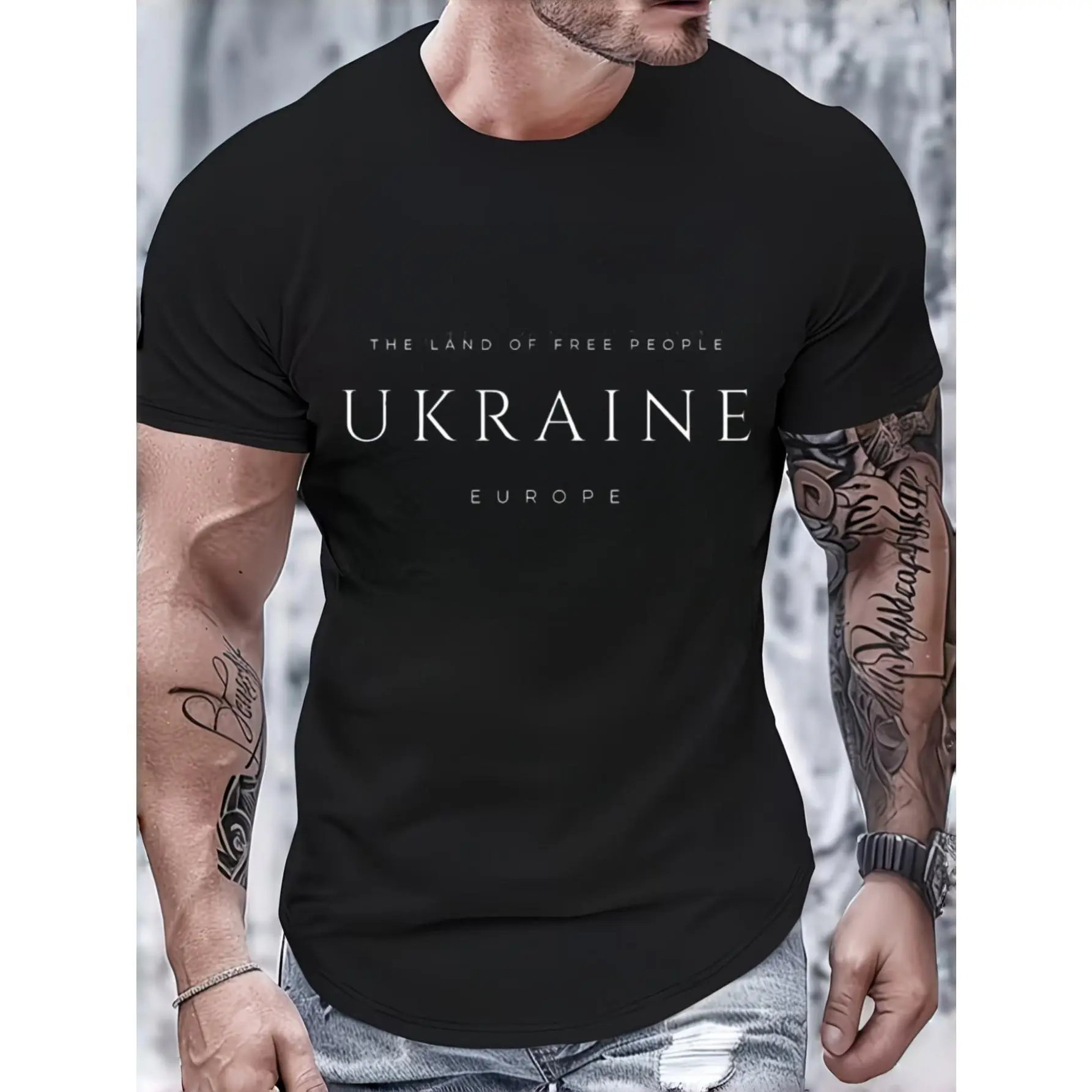 Casual Style, Men's T-Shirt, Ukraine Europe Text Design, Summer Wear, Gift For Him