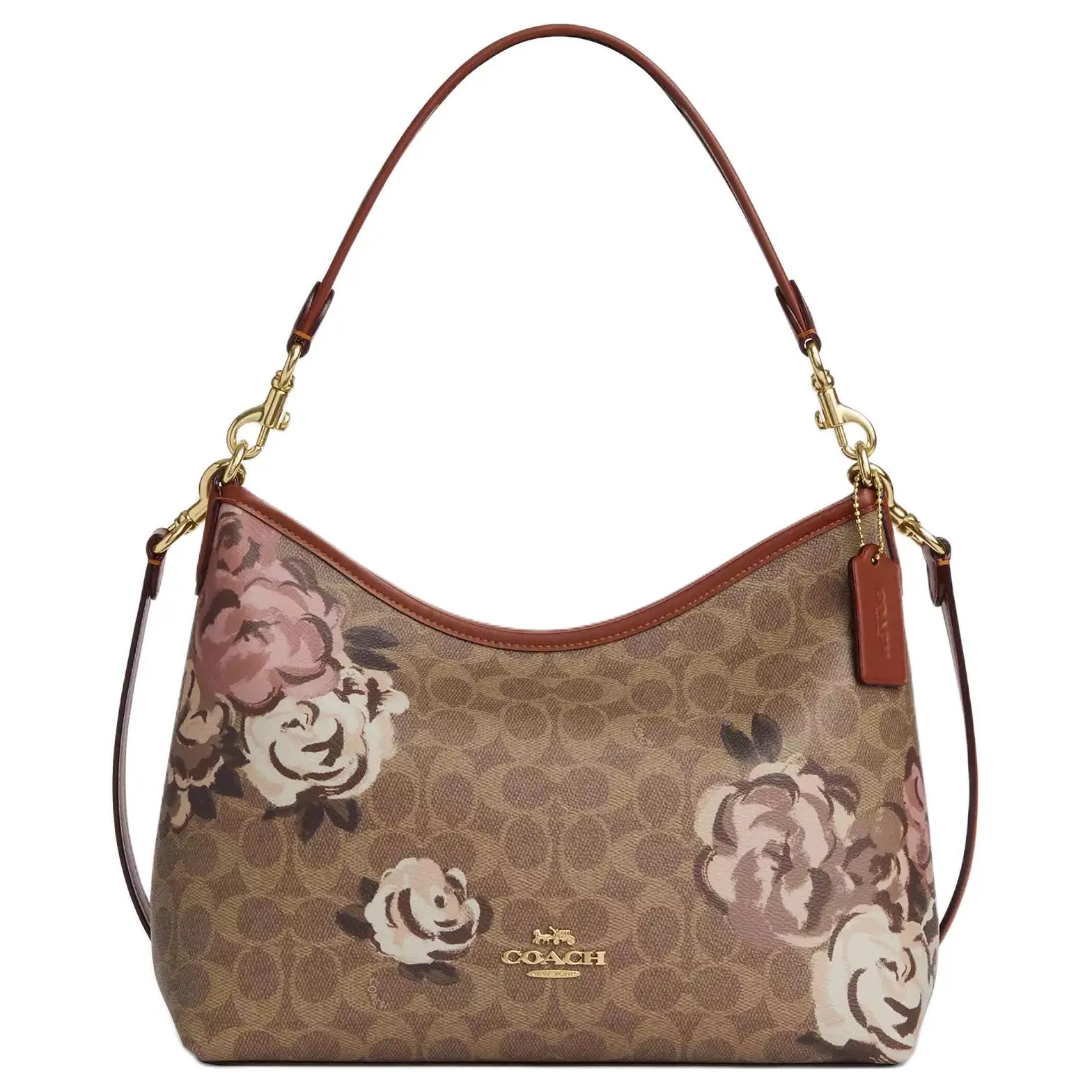 COACH Laurel Signature 31 Crossbody Shoulder Bag for Women – Gold and Tan Coated Canvas