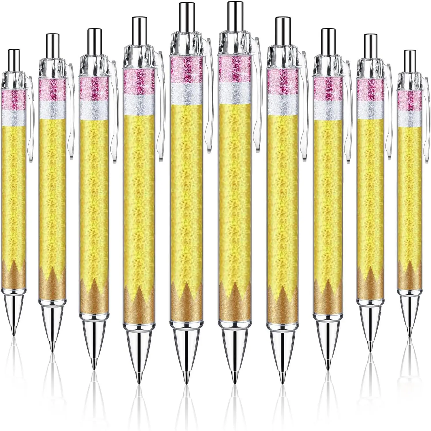 24-Pack Bulk Ballpoint Pens for Teachers/Staff, Plastic Shell with Glitter Look, Back to School Welcome Gifts, Essential Office Stationery for Classroom Preschool Kindergarten