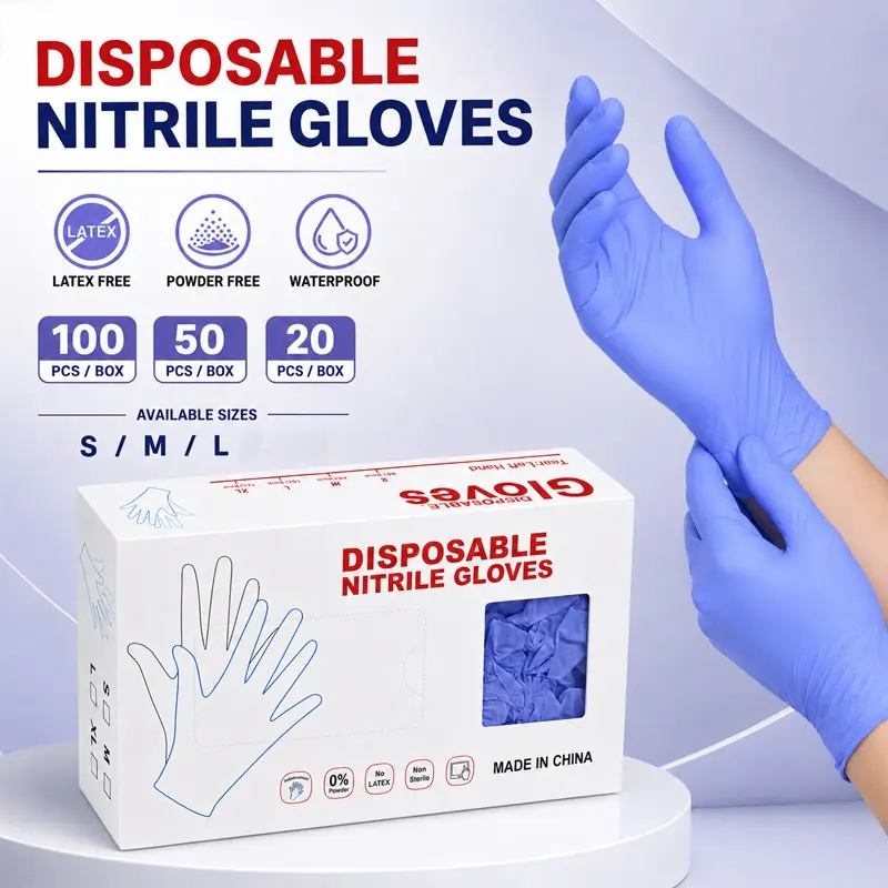 Blue-purple nitrile gloves, Durable cleaning gloves, are latex-free and powder-free, great for furniture assembly, tattooing, painting, cleaning pet mats, nail polish cleanup, tableware cleaning, and daily home use