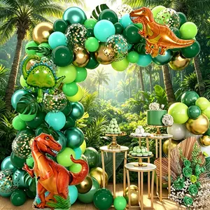 Jurassic Dinosaur Latex Balloon Garland Arch Set, Boy's First Birthday Party Decor, Baby Dinosaur Theme Party Supplies