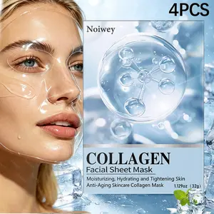 4pcs Collagen Face Mask Skincare, cooling mask,Brighten,Hydrating&Firming Hydrogel Face Masks, Moisturizing and Tightening Skin Anti-Aging skincare Collagen Mask,summer essential,Infused with Hyaluronic ,Essential for post sun skin care