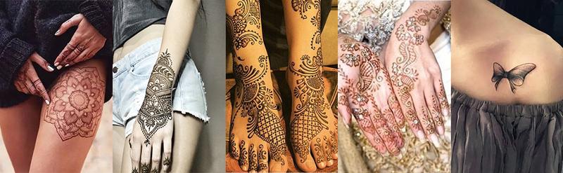 XMASIR 16 Sheets Temporary Henna Tattoo Kit, Reusable Tattoo Stencils Sets Indian Arabian Temporary Tattoo Templates Kit for Body Hand Art