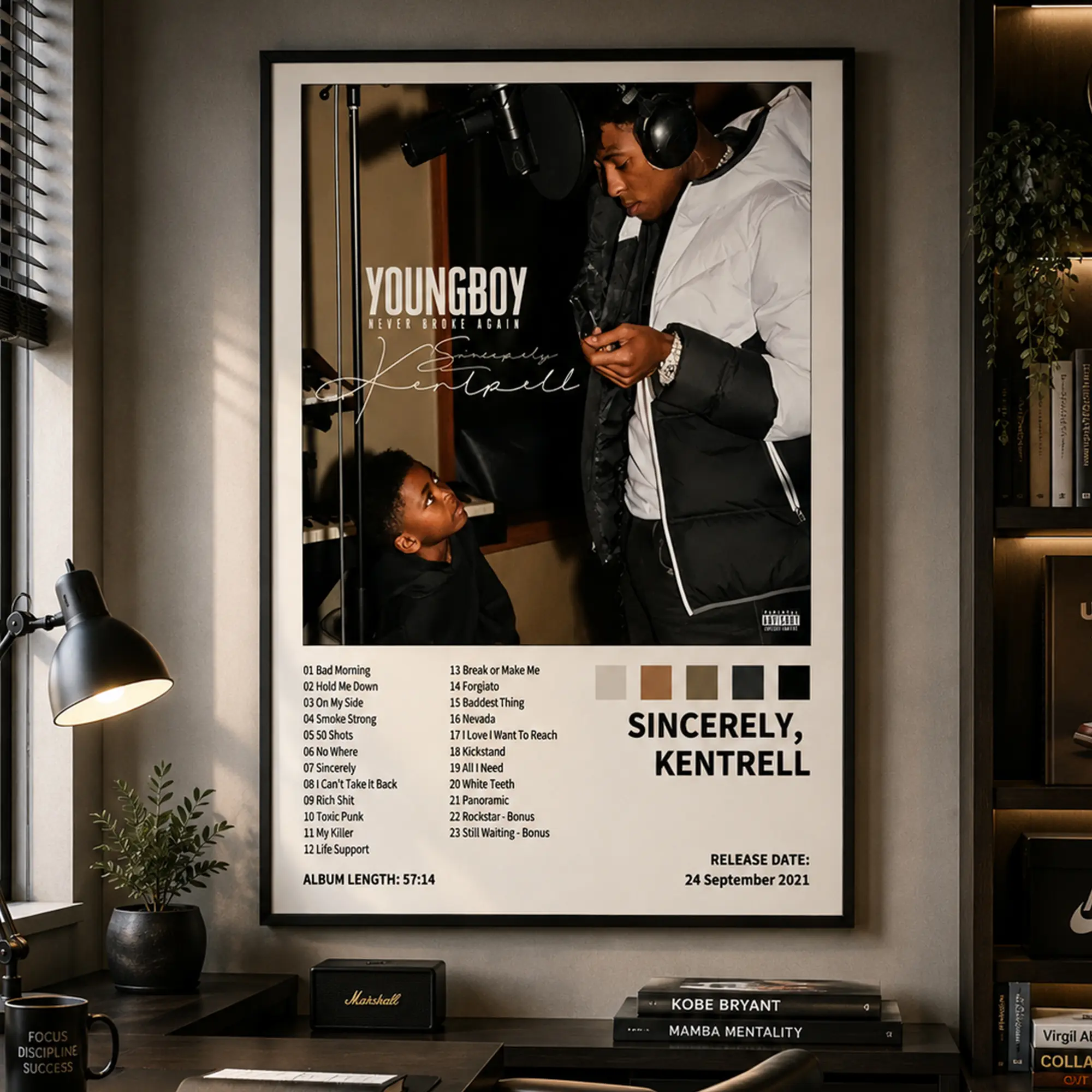 YoungBoy - Sincerely, Kentrell - Canvas Poster of Music Album Cover, Vintage Prints, Decorative Artwork, Modern Home Decor, Bedroom/Dorm Birthday/Christmas Gift, Suitable for Living Room, Retro Style, Ideal for Hip Hop Fans