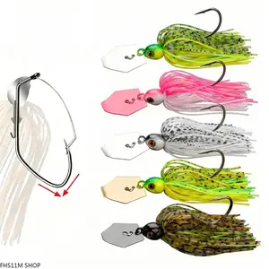 5PCS Chatterbait Fishing Lure Set, 14g/21g Bladed Jig Spinner Baits With Stainless Steel Blade, 3D Eyes And Vibrating Action For Bass Fishing, Walleye Fishing, Trout Fishing, Freshwater And Saltwater Fishing Tackle