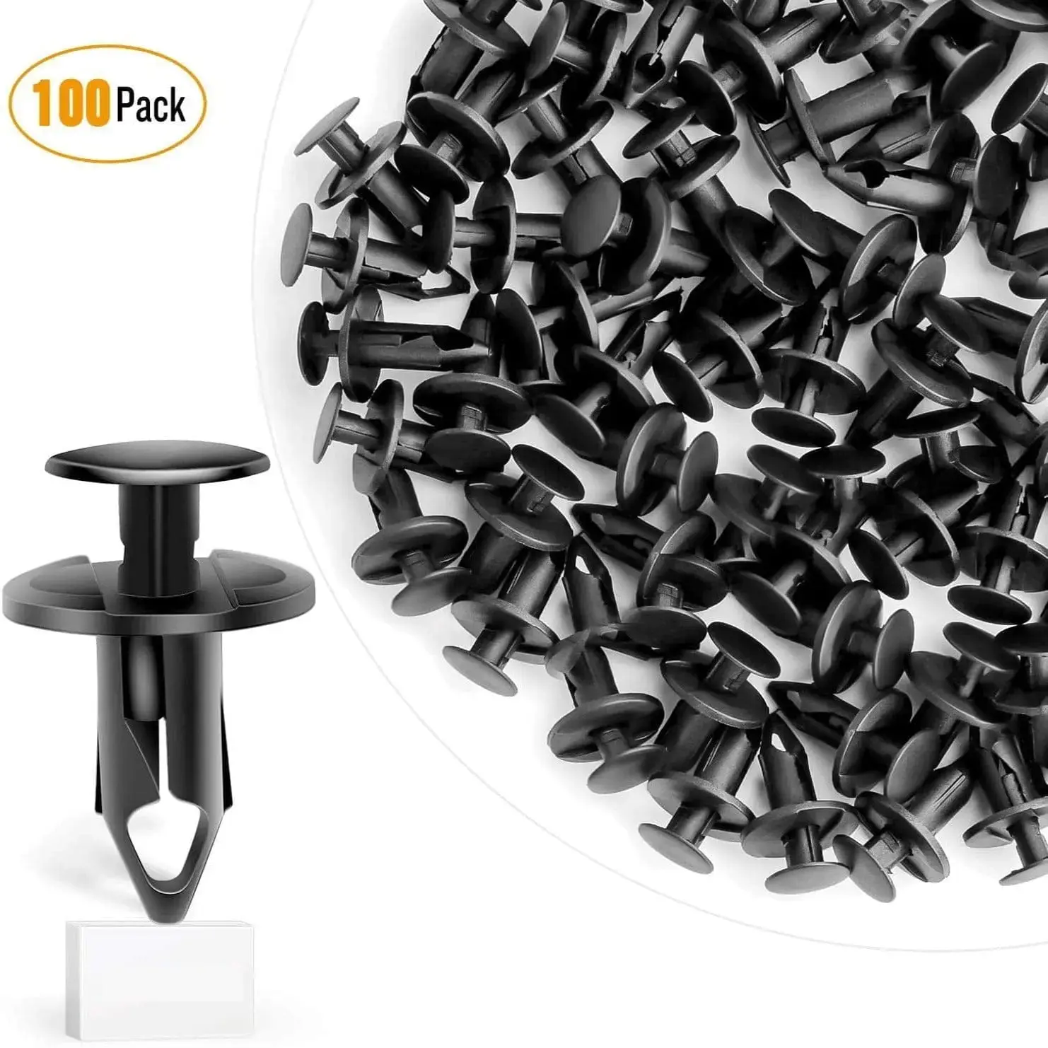 Nilight 100-Pcs Automotive Nylon Reusable Push-Type Retainer Clips Kit, 8.6mm Push Clips with 20mm Fasteners, Easy-Install Secure-Hold Replacement for GM, Ford Car Bumpers & Interior Accessories