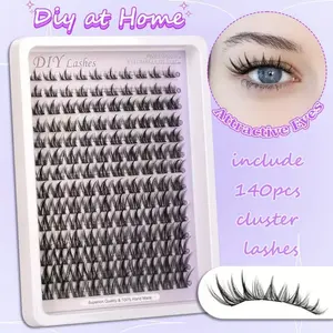 Natural slender fairy style eyelash cluster 8-16mm extended CC curvature comic eyelash cluster 140PCS single eyelash cluster suitable for DIY at home