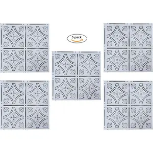 Tin Wall Tiles Nail-Up Ceiling Tiles Stair Riser Kitchen Backsplash - Antique White 12x12 inch Sample, 5 Pack