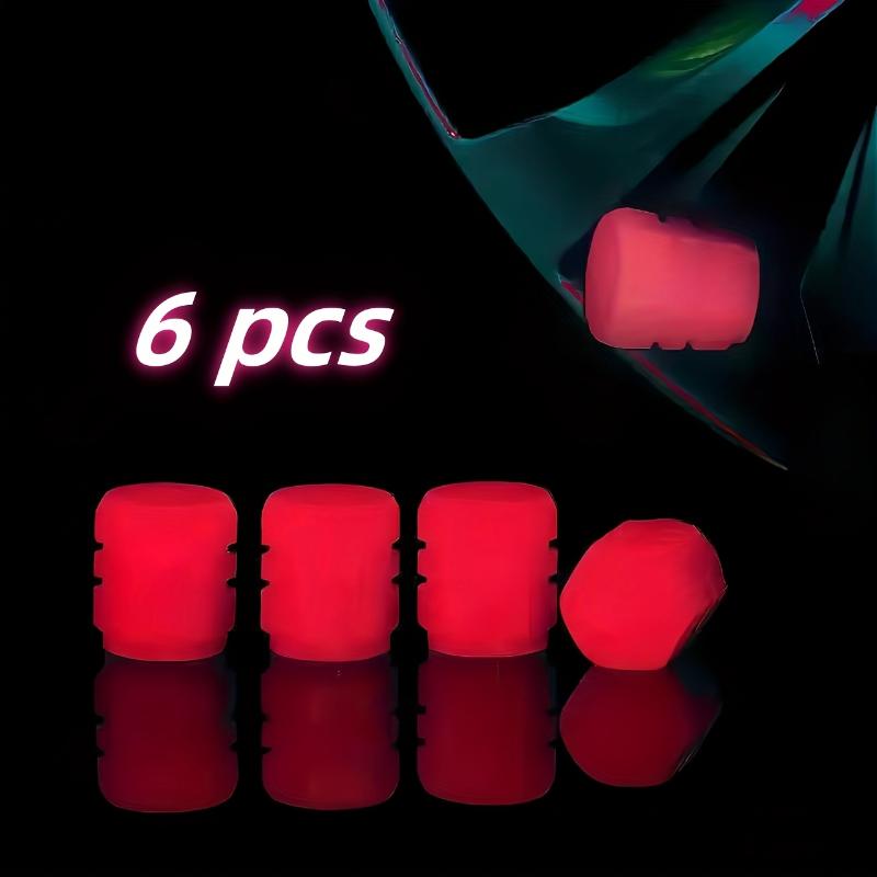 6-Pack Glow-In-The-Dark Valve Caps  Bright Nighttime Tire Decoration for Cars, Motorcycles, And Bicycles, Safe And Eye-Catching Additions