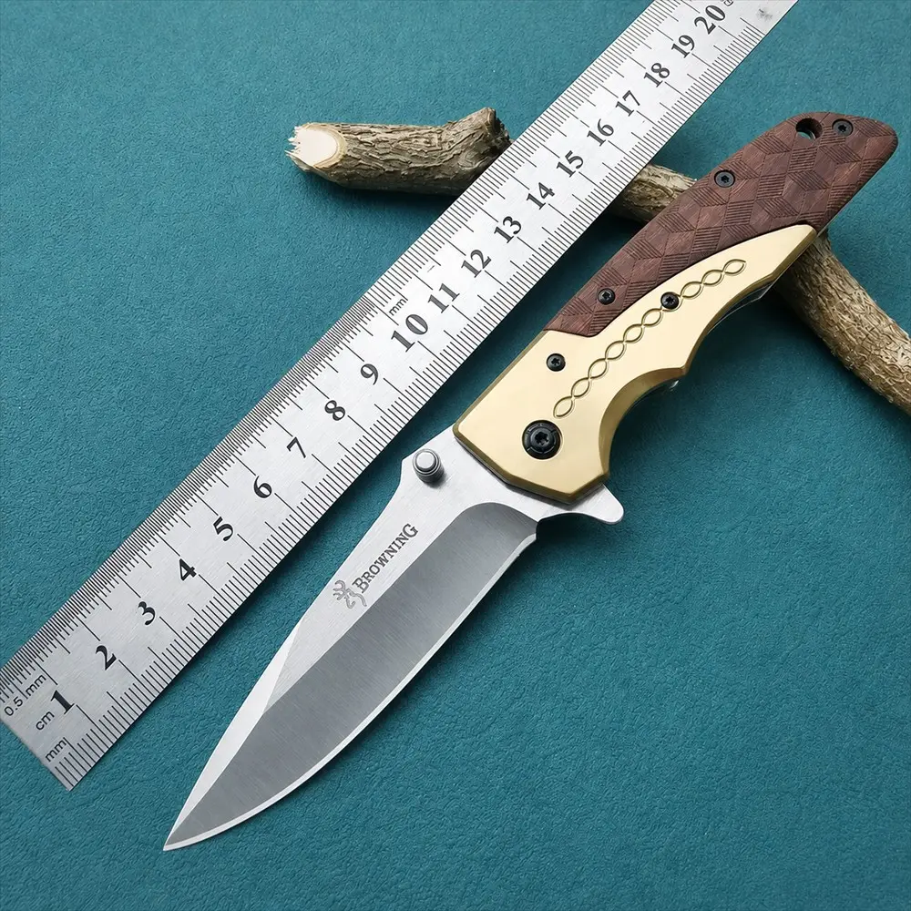 DA77 Bearing Flipper Folding Pocket Knife, 5cr13mov Blade, Brass Wood Handle, Camping Edc Tools, Durable & Reliable Design, Outdoor Edc Tools, Outdoor Knives, Camping Portable Knives