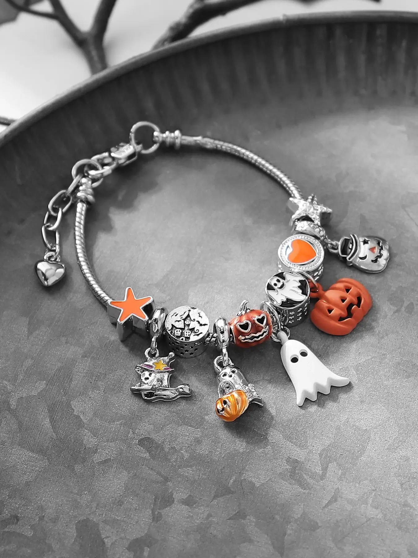 Halloween DIY Bracelet with Devil Pumpkin Ghost Bat Pendant, Party Jewelry for Women, Nightclub Wear, Festival Gift