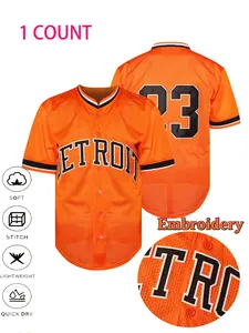 Retro Baseball No.23 orange Embroidery Quick-Dry Short Sleeve Jersey, Premium Quality for Unique On-Court Style