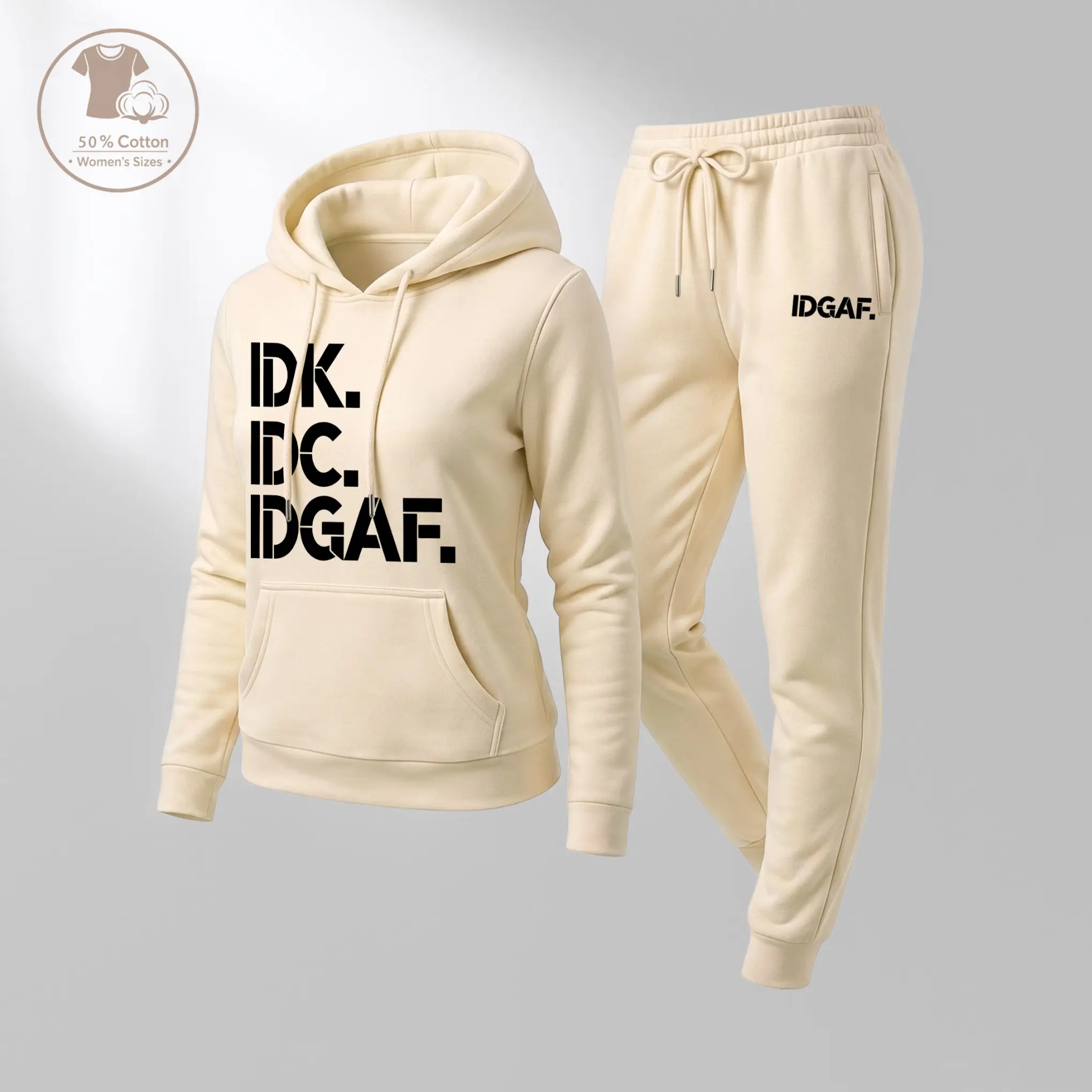 Women's Bold Attitude Graphic Hoodie & Jogger Pants 2-Piece Set, Statement Letter Print Long Sleeve Pullover Sweatshirt with Drawstring Sweatpants, Casual Streetwear Outfit for Lounge, Travel & Daily Wear