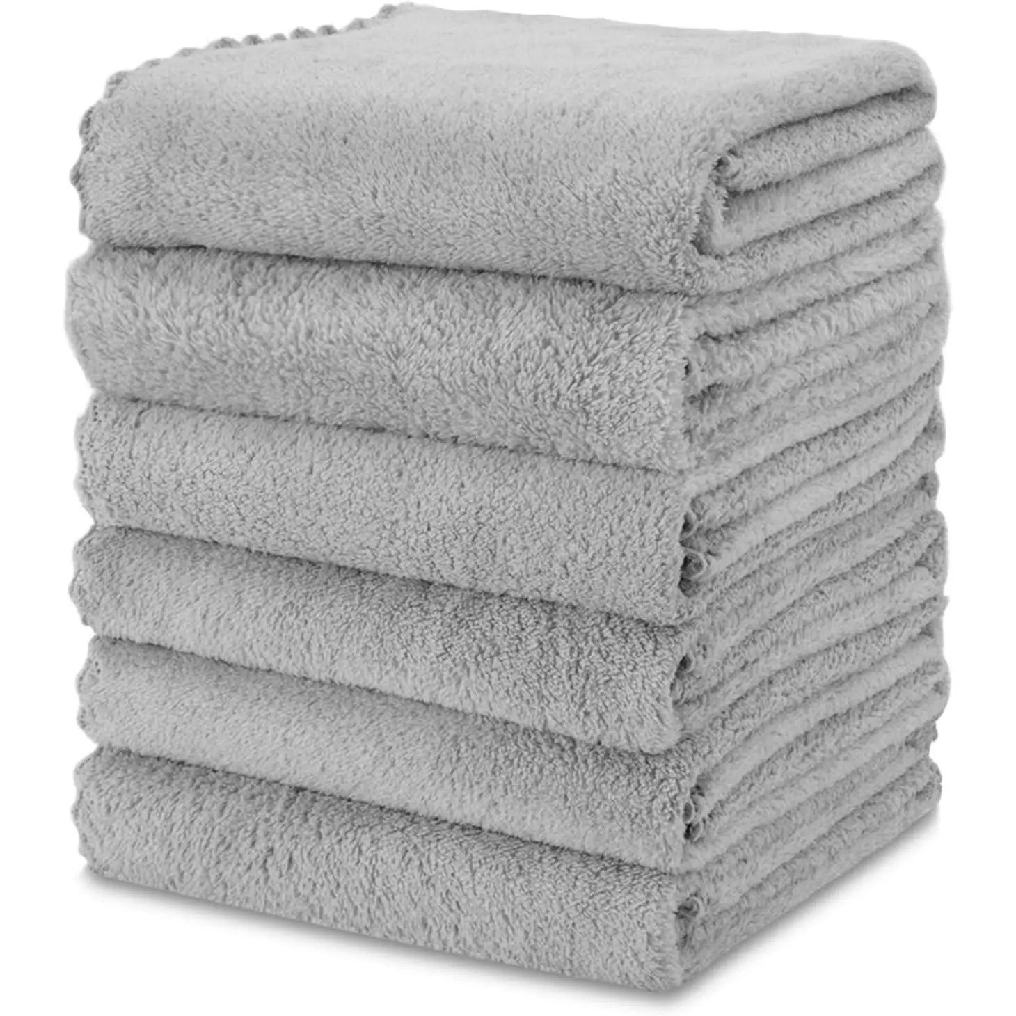 6 Pack Microfiber Kitchen Dish Towels for Washing Dishes, Grey | 28x13 Inches,  Kitchen Cleaning Cloth, 300 GSM Absorbent Towels for Dishes, Countertops & Sink