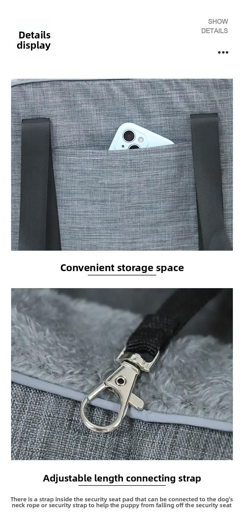 Portable Central Console Pet Car Seat Detachable Washable Travel Carrier Bag Multifunctional Handheld Safety Car Bed for Small Dogs Cats