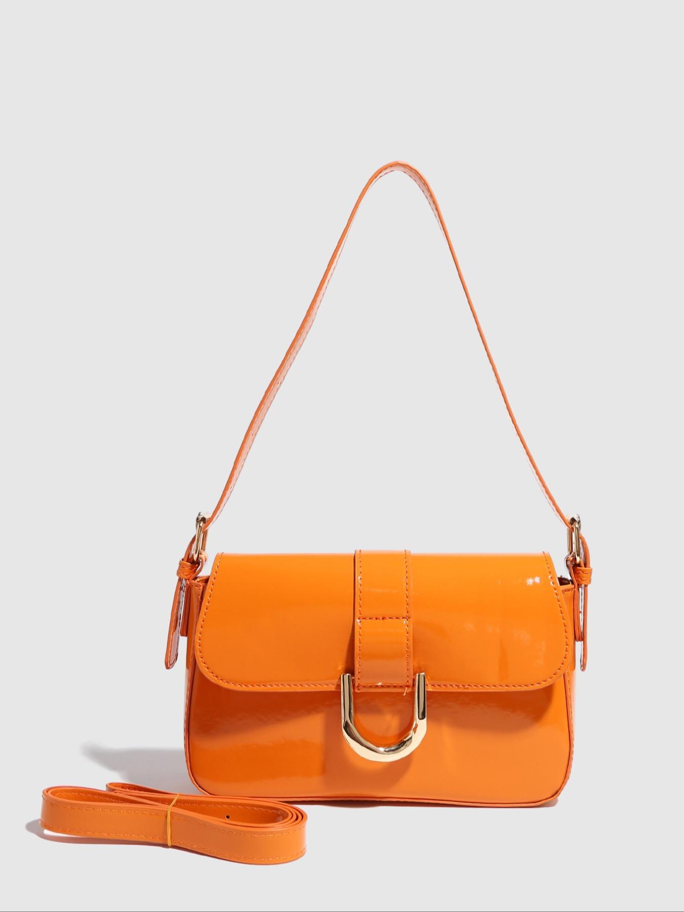 Women's Vintage Solid Buckle Decor, Summer 2024 Adjustable Strap Zipper Pu Leather Bag for Work & Daily Used, Casual Handbag Satchel, Fashion Women's Bags