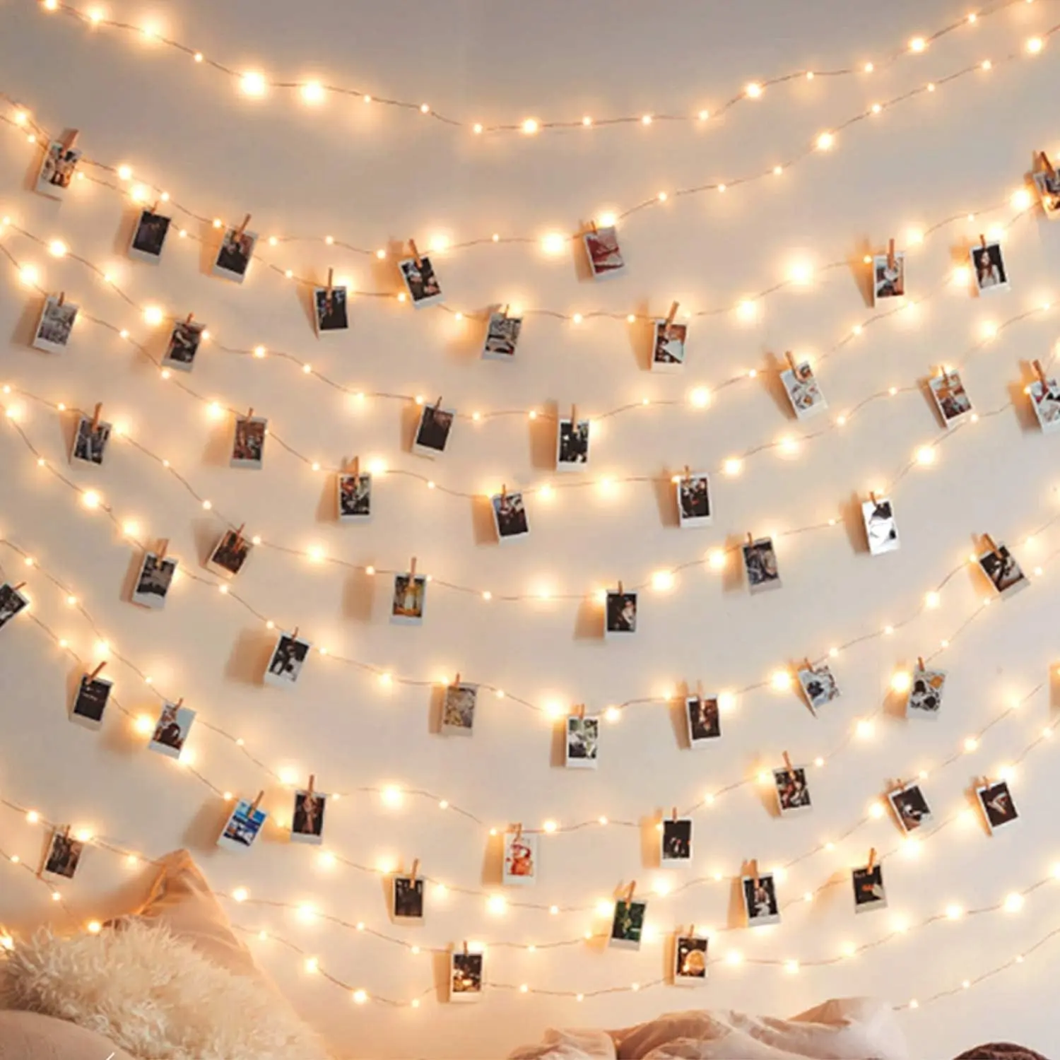 Photo Clip String Lights 17Ft - 50 LED Fairy Lights with 50 Clear Clips for Hanging Pictures, Christmas Birthday Party Dorm Bedroom Wall Wedding DecorationsGift