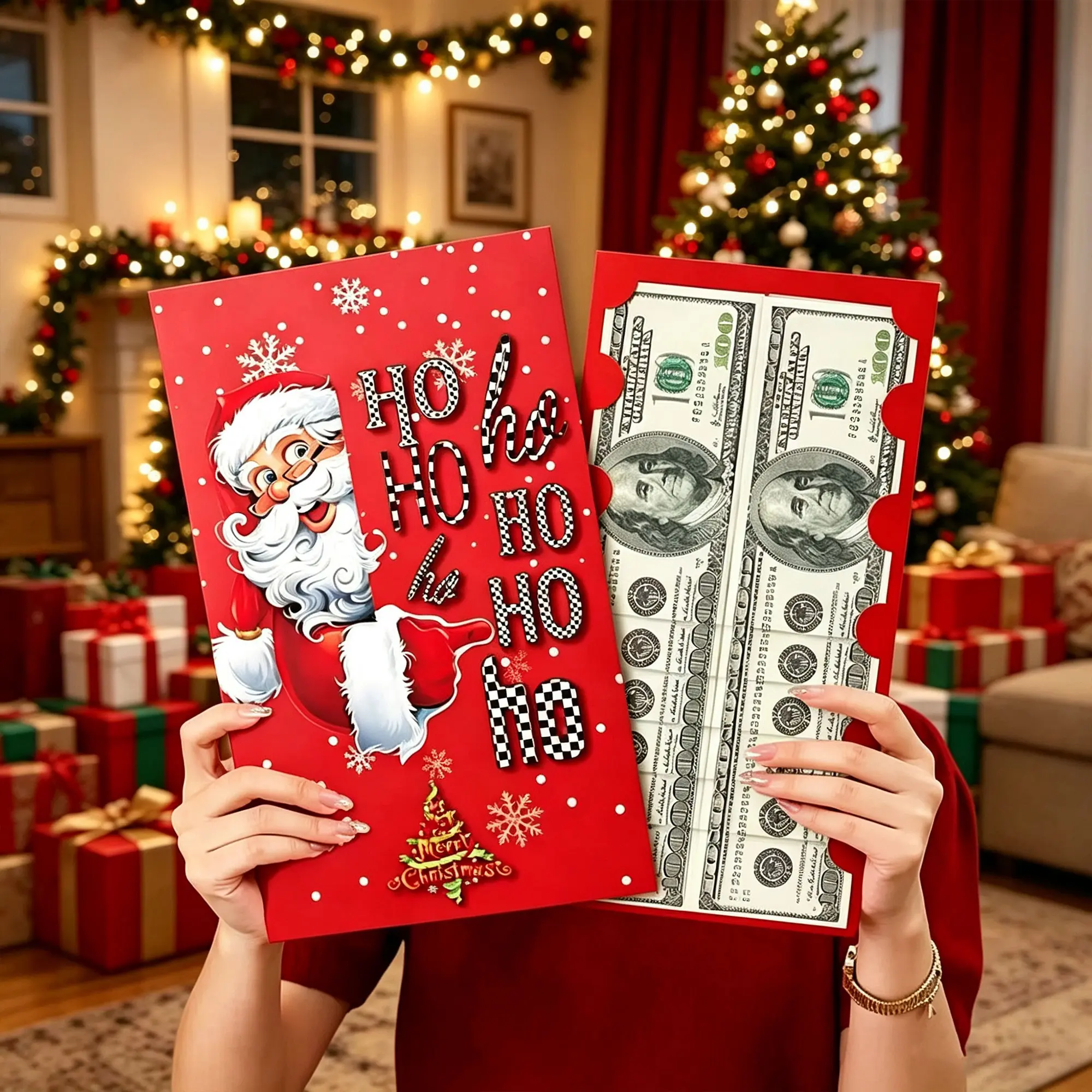 Christmas Santa Cash Envelope, Money Envelopes, Holiday Gift Money Bag, Secret Santa Exchange Card Holder, Party Cash Gift Item, Adult Christmas Present