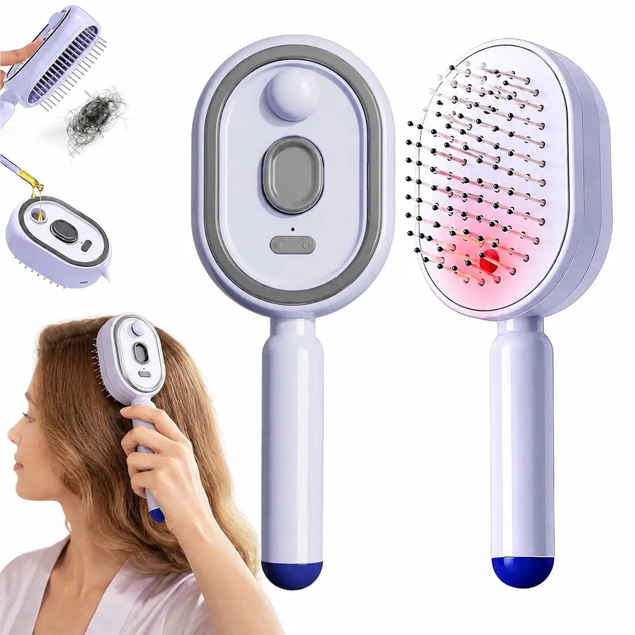 Nectarbellis Electric Spray Massage Comb (2026 Model), Self-Cleaning & Anti-Tangle, Suitable for All Hair Types, Home Spa, Styling, Detangling, Detangler Comb, Air Cushion Essential Oil Mist Hair Care Comb, Anti-Static Volumizing Aromatherapy Comb