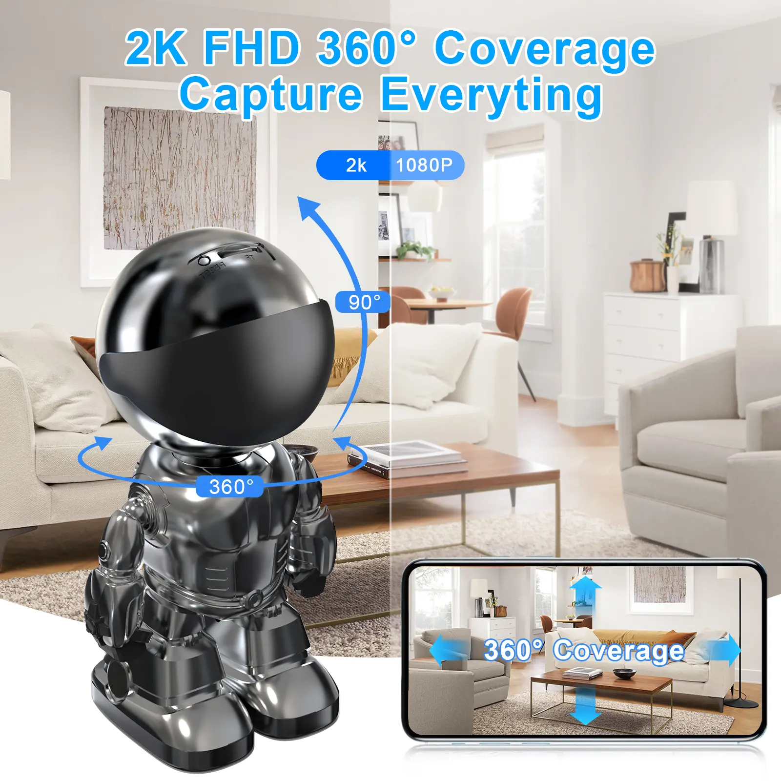 Smart Robot Camera 3MP IP Camera WIFI Robert Network CCTV HD Baby Monitor Remote Control Home Security Camera Card Ptz