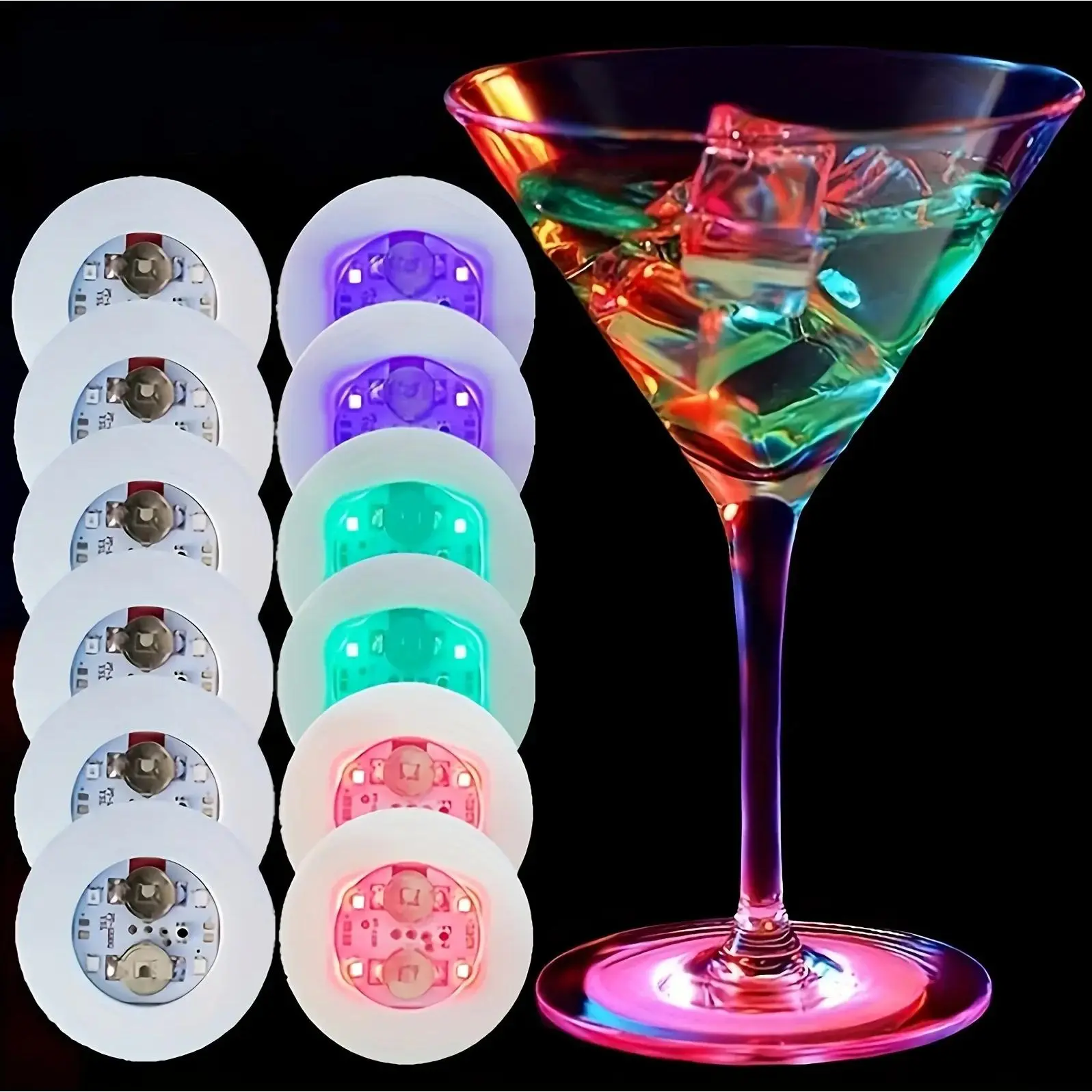Light Up Coasters 10/20 Pack - LED Strobe Glow-in-the-Dark Party Supplies for Bachelorette Concerts Birthdays Weddings, Funny Gift