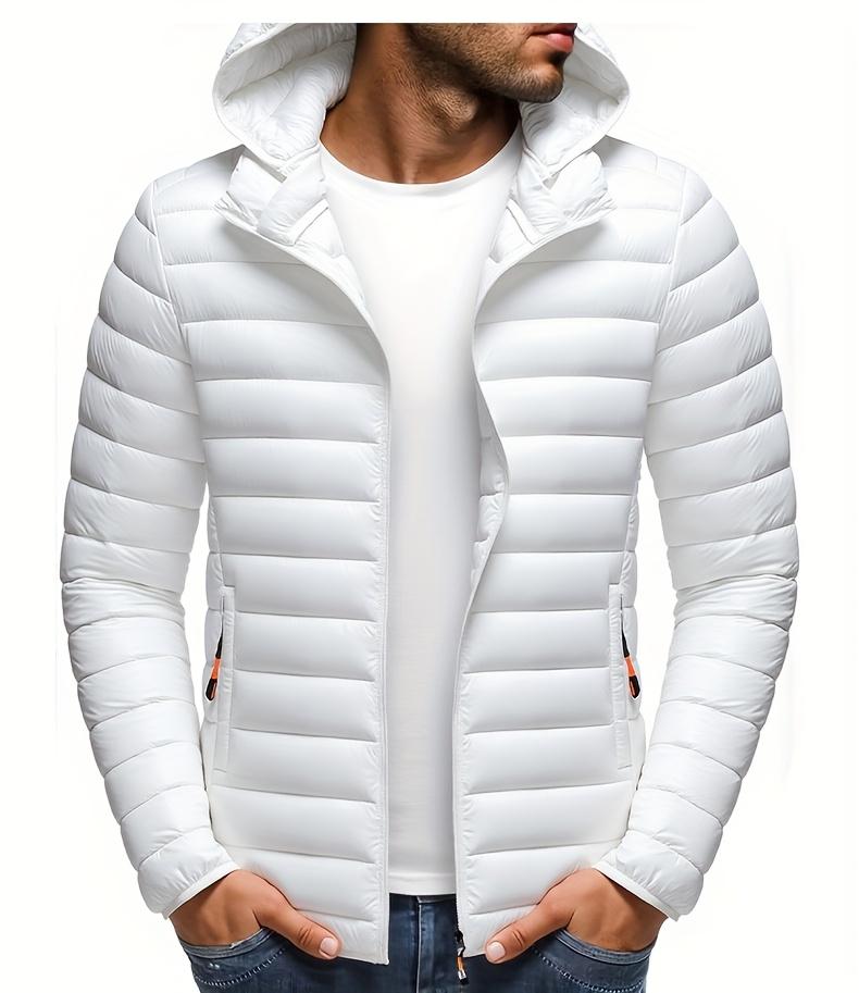 Men's Stand Collar Hooded Jacket - Warm, Windproof Thickened Coat, Detachable Hood, Solid Color Design, Thickened Nylon Fabric for Cold Weather, Casual Style, Zip Closure, Dry Clean Only, Winter Stand Collar Hooded Thickened Coat Spooky Fuzzy Crew Socks W