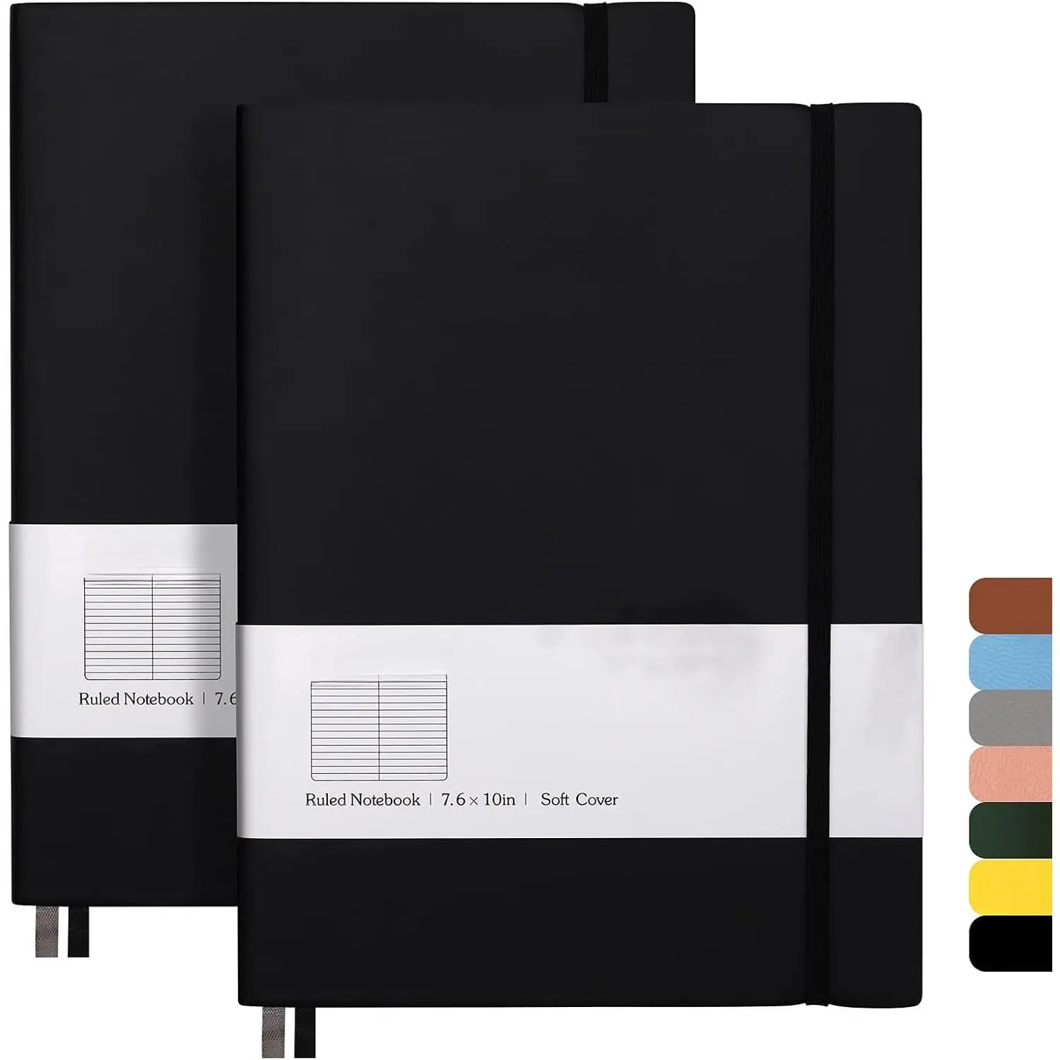 College Ruled Notebook B5,  376 Numbered Pages 7.6'' x 10'' (BLACK)