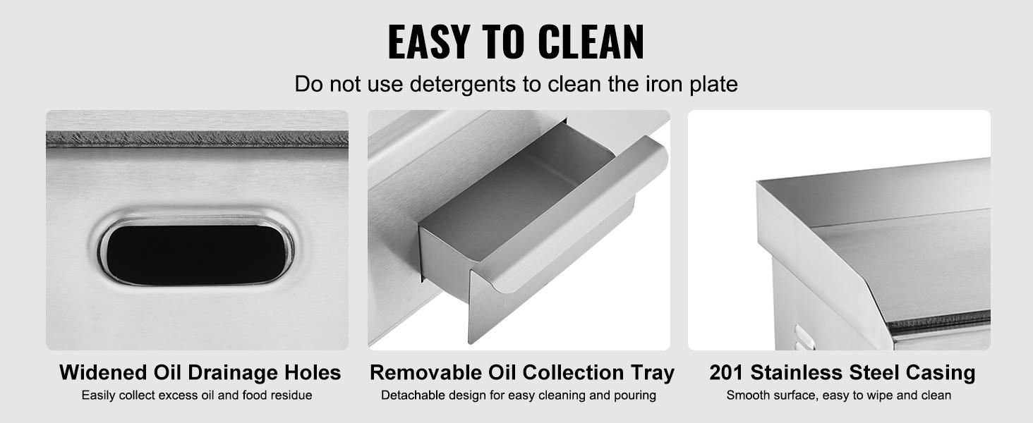 VEVOR 30" Commercial Electric Griddle 3000W Electric Countertop Griddle Non-Stick Restaurant 110V Teppanyaki Flat Top Grill Stainless Steel Adjustable Temperature Control 122 ° F-572 ° F (NO PLUG)