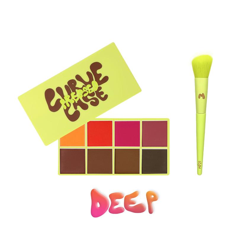 Curve Case Pressed Powder & Brush Makeup Palette Set - Made By Mitchell #TOP PICKS