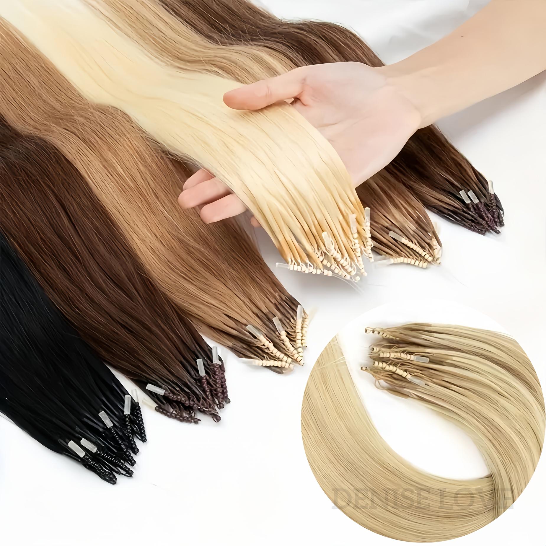 20 Inch Human Hair Extensions with Micro Beads, Glueless Weft for Volume 30G 50pcs Nano Beads Glueless Human Hair Extensions,Capsule  main image 3