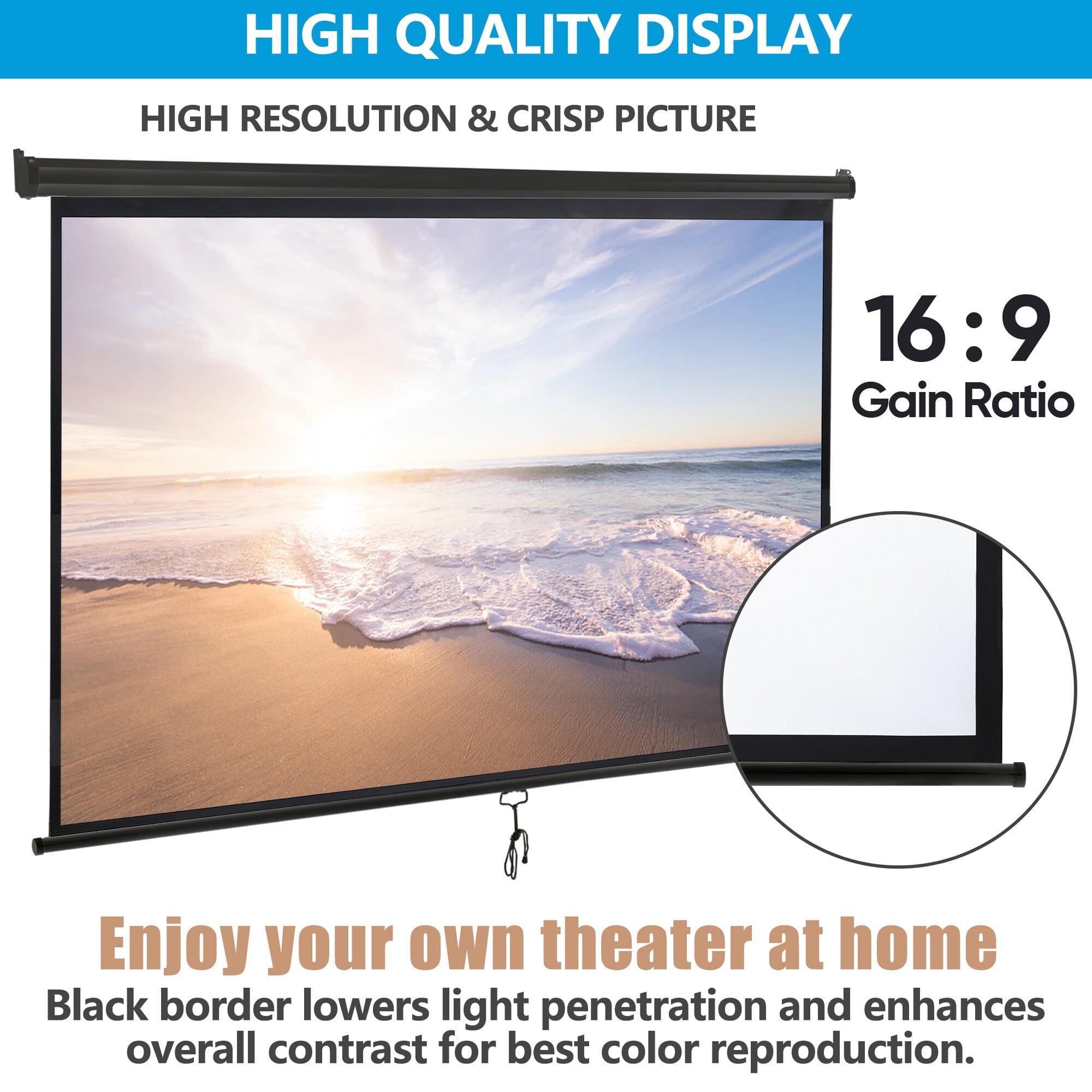 SEGAWE 100" 16: 9 Projector Screen Auto Lock 160° View Angle 4K HD Portable Wall-Mount Screen, 100-in/ 118.8in