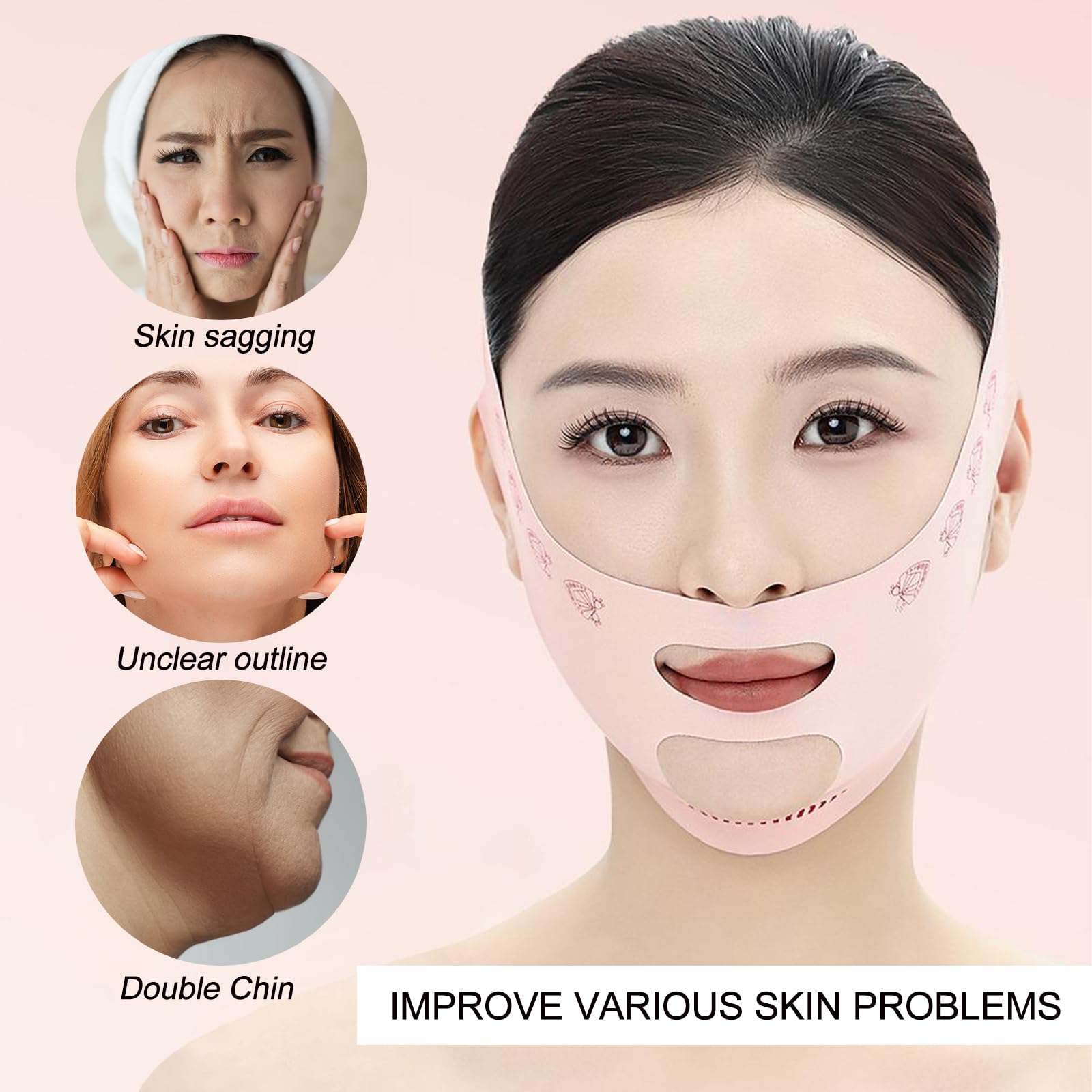 Adjustable V Line Face Slimming Strap – Double Chin Eliminator and Jawline Sculptor, Neck Lift Belt for Sleeping, Reusable Face Lifting Band for Tightening and Shaping
