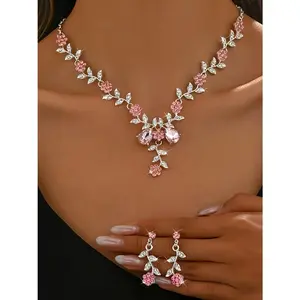 Women's Elegant Flower Design Necklace & Dangle Earrings, Exquisite Trendy, Fashionable Accessories for Party & Daily Clothing Decor, Elegant Jewelry Set, Necklaces Earrings Set, Necklace and Earring Set
