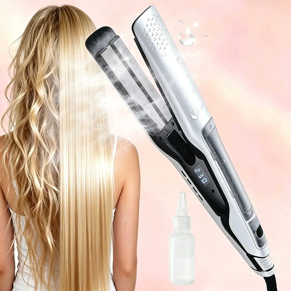 Steam Hair Straighteners 2 In 1 Straightening Iron and Curling Iron for Straight Hair Style & Curly Frizzy Hair Spray Hair Straightener for Women