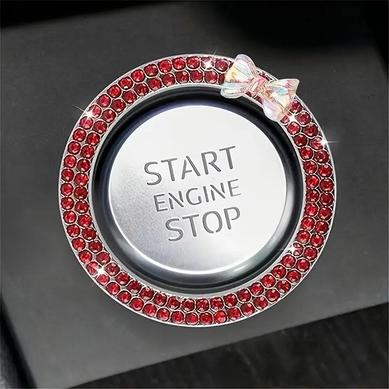 Car Engine Start Stop Button Decoration, Rhinestone Decor Car Engine Start Stop Button Circle, Car Interior Accessories for Women & Girls, Car Interior Decorative, Car Decorations