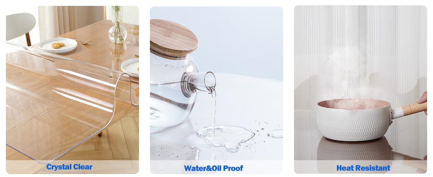 16X16 Inch Clear Dining Table Protector Entryway Tablecloth Desk Pad Mat Wooden Furniture Coffee Bistro Bed Sofa Side Table Top Protection Countertop Cover Waterproof PVC Vinyl