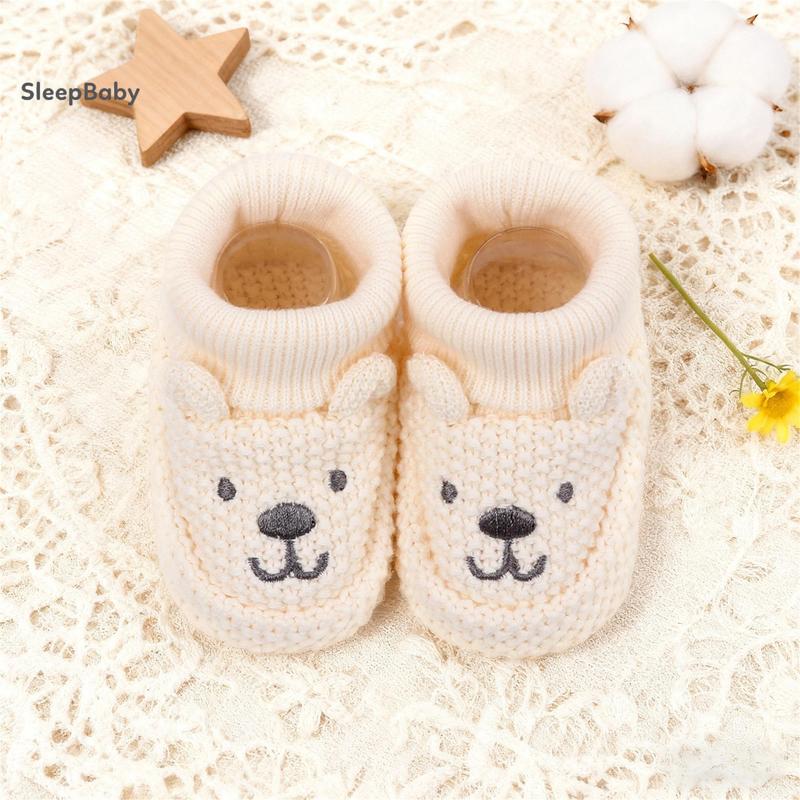 Knitted Baby Booties with Ears Soft Infant Boots Comfortable Winter Shoes for Boys and Girls