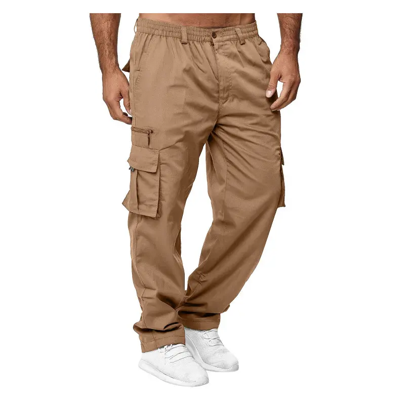 Men's Multi-Pocket Cargo Pants with Elastic Waist - Casual & Outdoor Wear